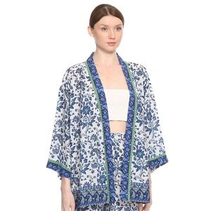 Gerard Darel Naline Blue Floral‎ Kimono Jacket Size 2 NWT Timeless Elegant